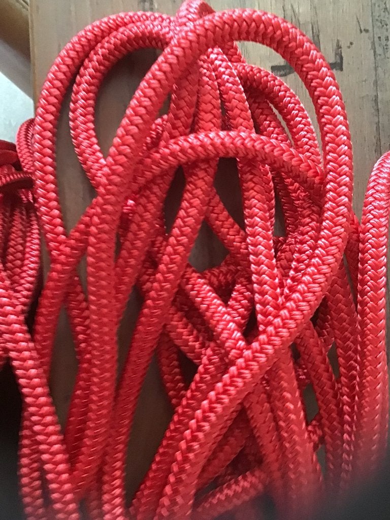 Rode grootzeilval of genua val, 6 meter of meer, Nieuw, Genua of Fok, Ophalen