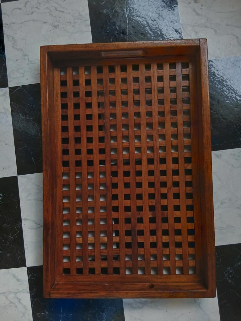 Vintage TEAK HOUTEN dienblad, Ophalen of Verzenden, Rechthoekig, Hout
