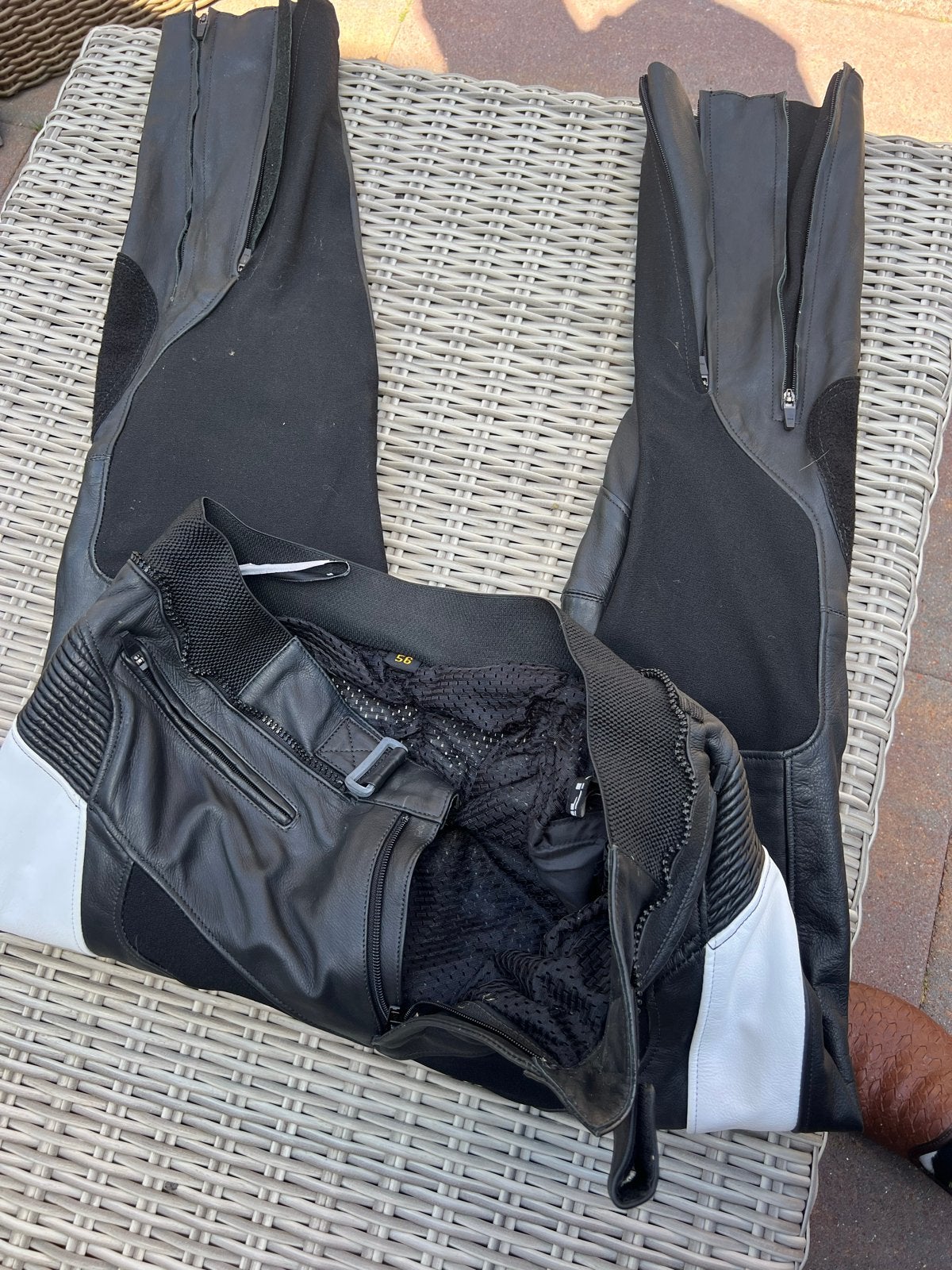 Difi Leren Motorbroek Zwart/Wit maat 56, Motoren, Kleding | Motorkleding, Ophalen of Verzenden, Tweedehands, Heren, Broek | leer