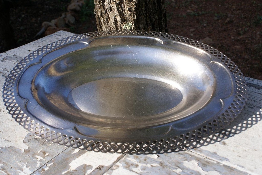 Brocante - Duo ovale schalen!, Gebruikt, Schaal, Ophalen of Verzenden, Metaal
