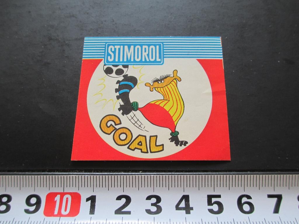 sticker kauwgom stimorol strip voetbal goal, Verzamelen, Stickers, Zo goed als nieuw, Ophalen