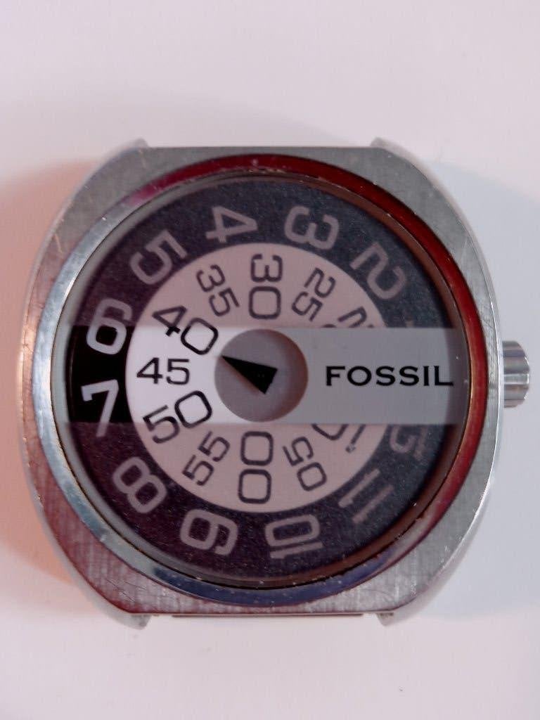 Unieke Vintage Fossil Jump Hour (JR-8865), Overige merken, Gebruikt, Staal, Verzenden