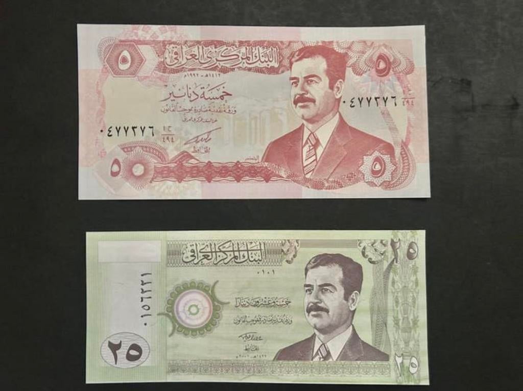 5 & 25 Dinar Irak (Sadam Hoessein), Postzegels en Munten, Bankbiljetten | Azië, Ophalen of Verzenden, Midden-Oosten
