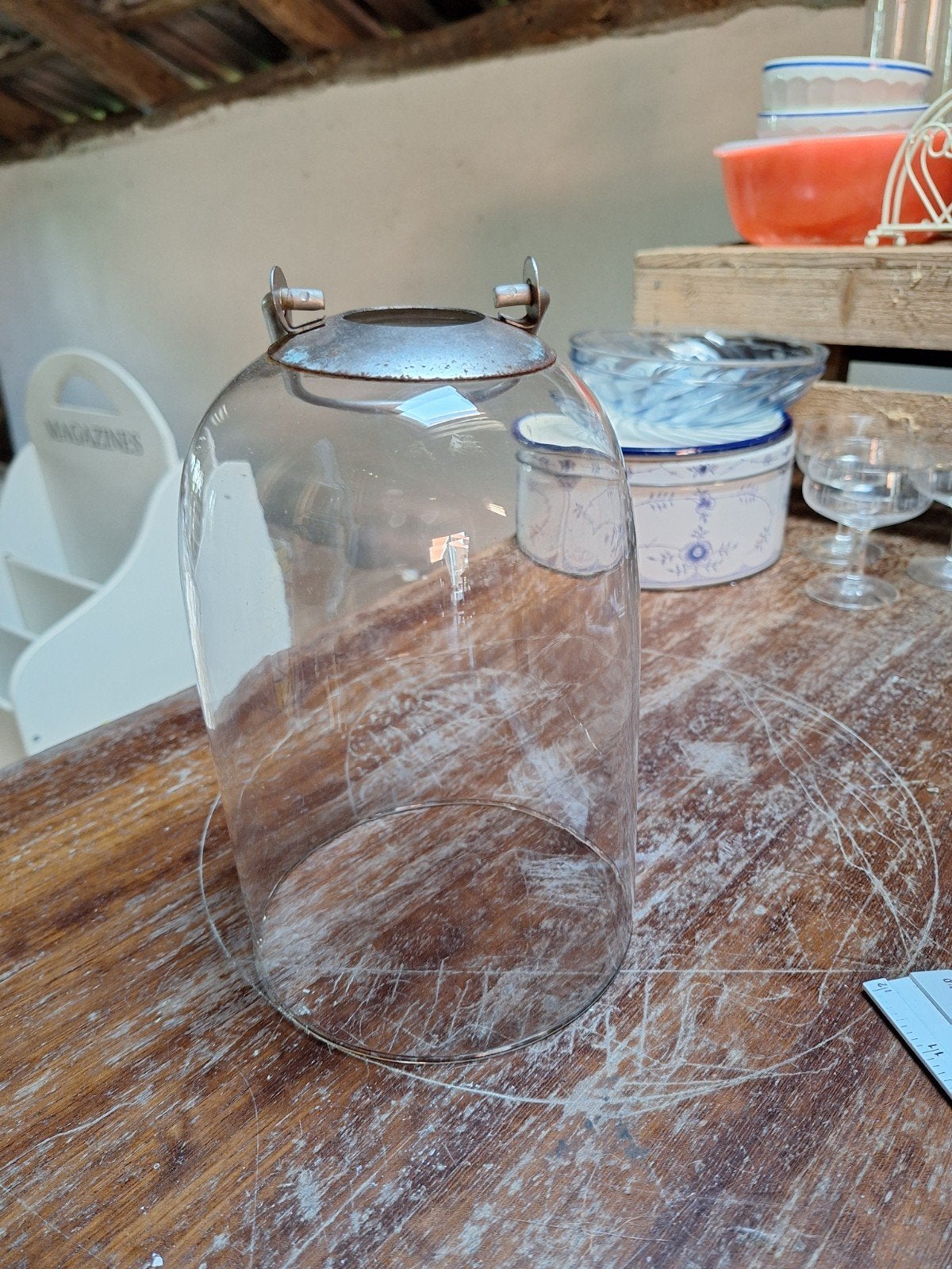 Oude glazen stolp, Huis en Inrichting, Glas, Ophalen, Gebruikt, Geschikt voor buiten