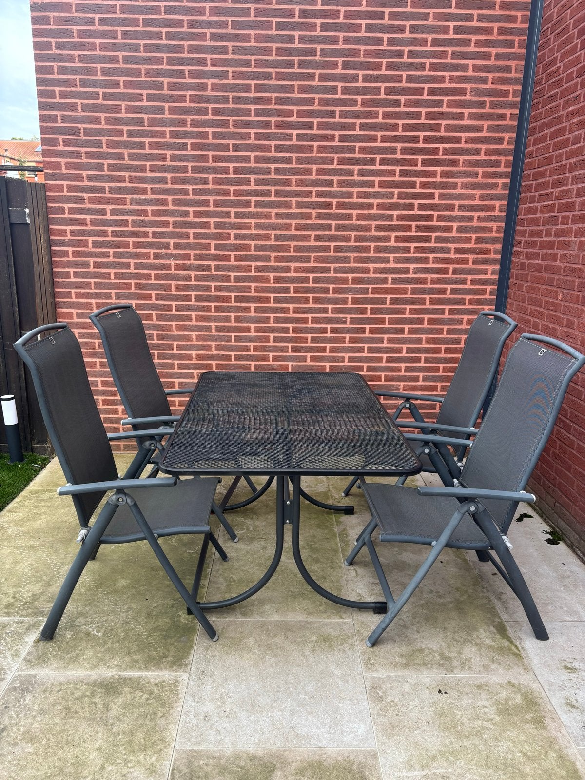 Tuinset met 4 stoelen en tafel, 4 zitplaatsen, Gebruikt, Eettafel, Aluminium