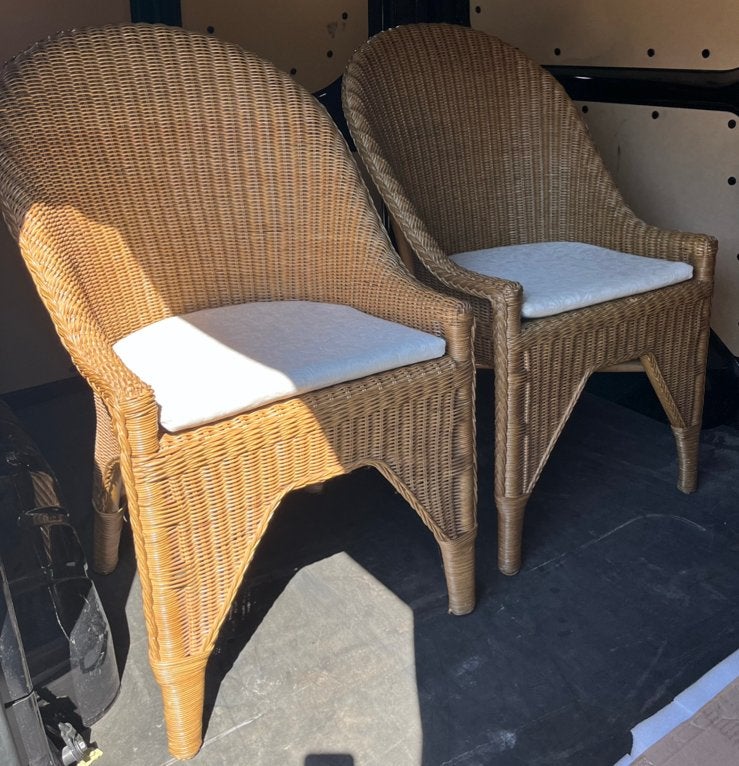 Setje Tuin serre Rotan kuipstoelen met kussentjes, Tuin en Terras, Ophalen, Gebruikt, Rotan
