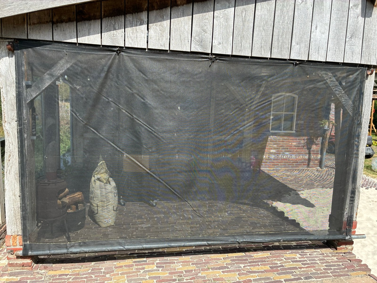 Windscherm overkapping - Zwart gaasdoek, Tuin en Terras, Ophalen, Gebruikt, Overige typen