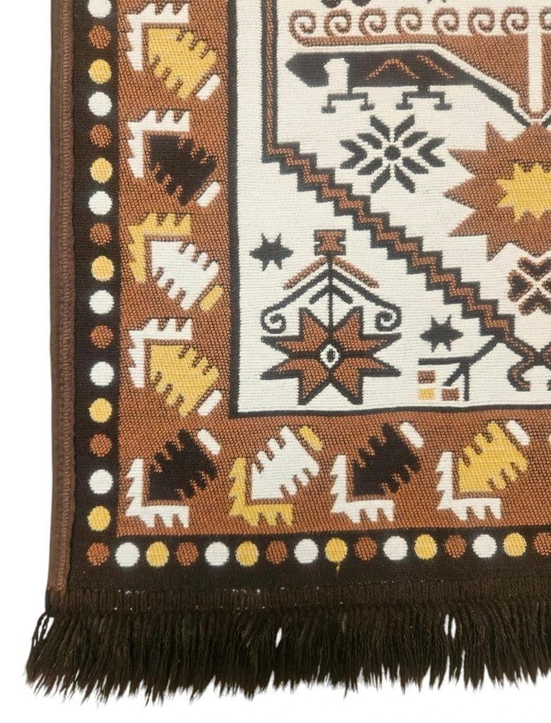 Vintage oosters wol Kelim tapijt Aztec design 62x91cm, 50 tot 100 cm, Zo goed als nieuw, Vintage, Kelim, Etnisch, Crème