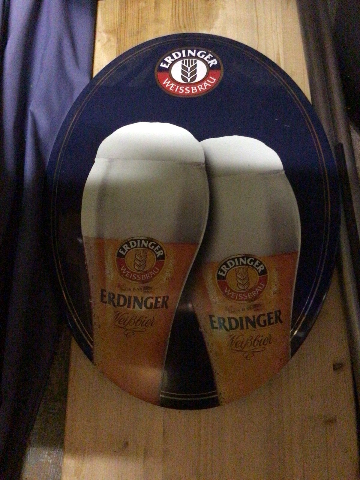 Vintage Erdinger Weissbräu Reclamebord, Ophalen of Verzenden, Gebruikt