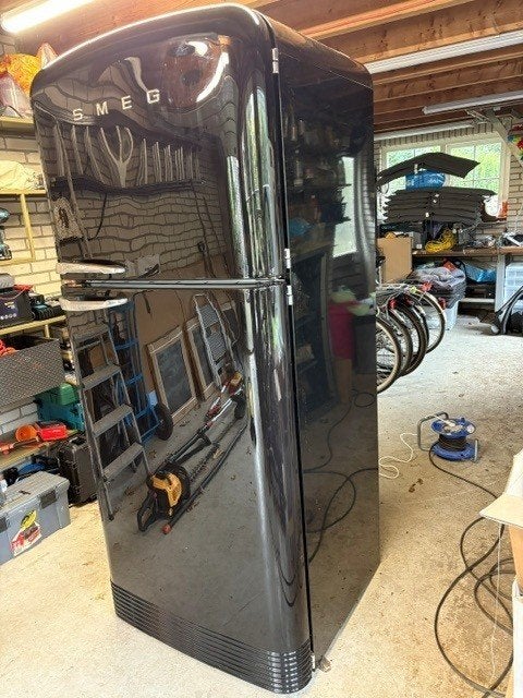 SMEG FAB50RBL5 Koelkast met vriezer - ZWART, Ophalen, Gebruikt, 200 liter of meer, 60 cm of meer