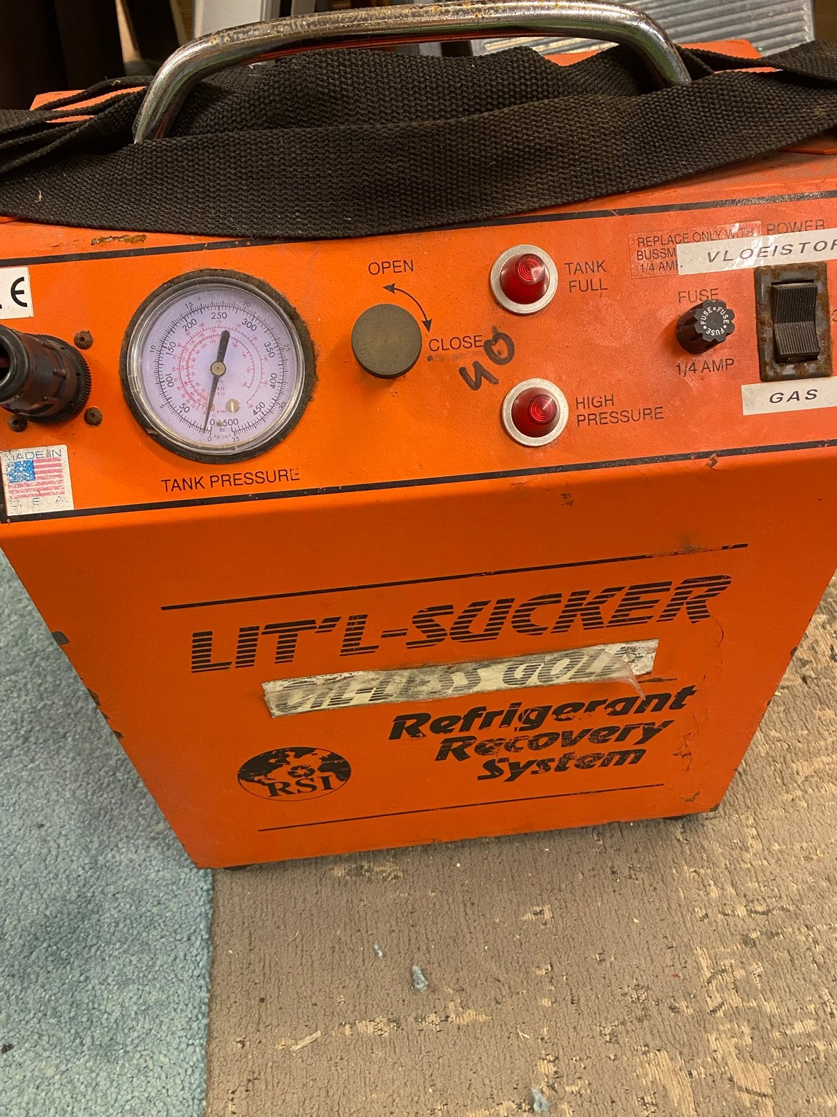 LIT'L-SUCKER Olievrij Koelmiddel Terugwinningssysteem, Doe-het-zelf en Verbouw, Ophalen, Gebruikt, 10 bar of meer, Minder dan 200 liter/min
