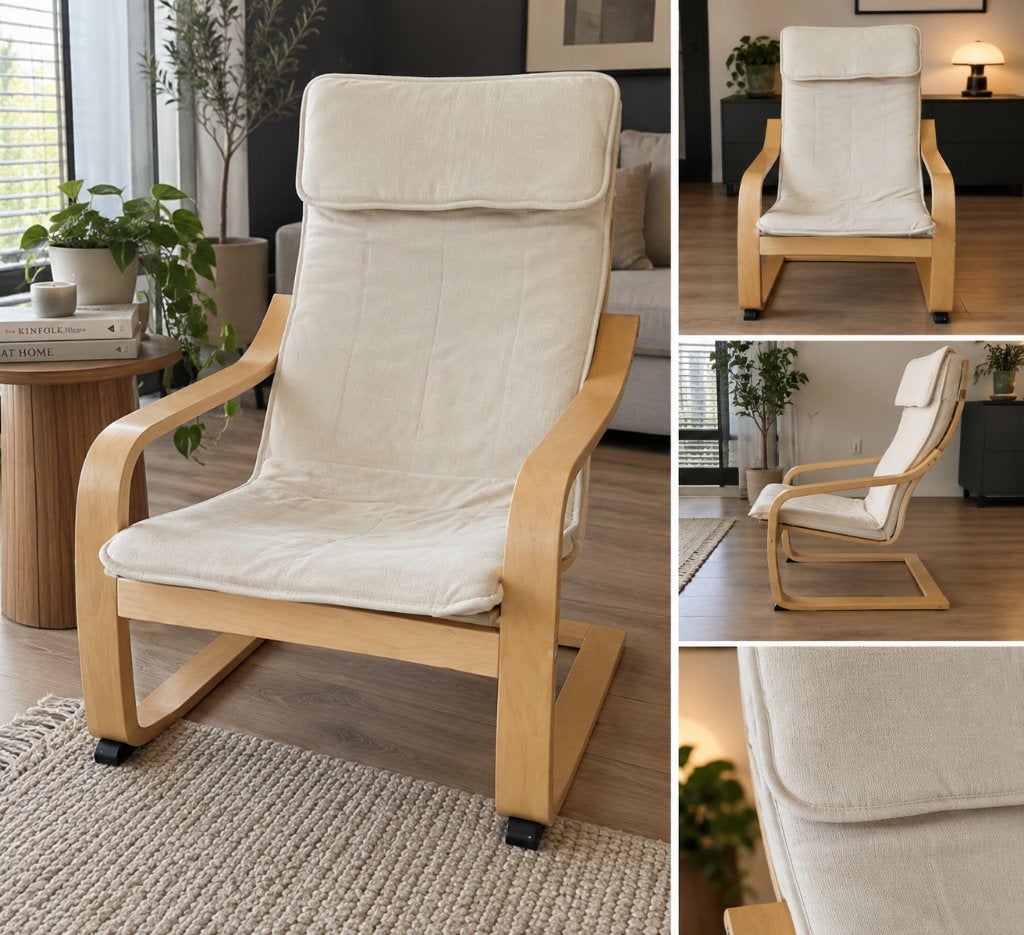 IKEA POÄNG Fauteuil - Lichtbeige | Comfortabele Designstoel, Huis en Inrichting, Ophalen, Minder dan 50 cm, 75 tot 100 cm, Zo goed als nieuw