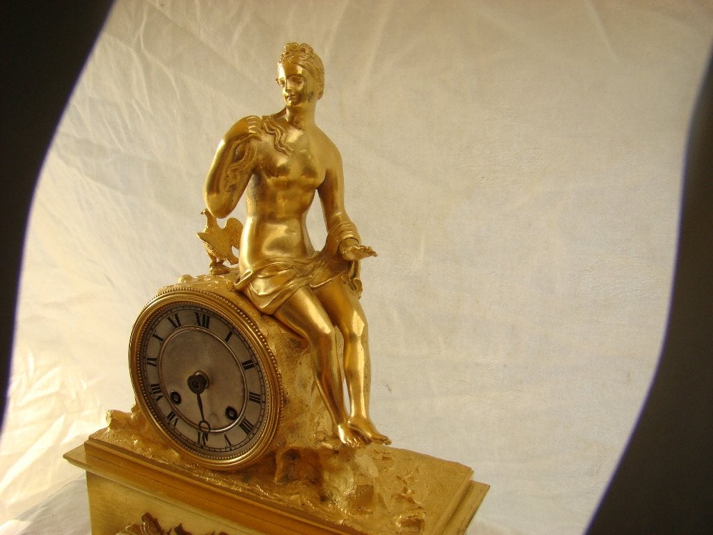 Tafelklok  Brons verguld, Ophalen of Verzenden