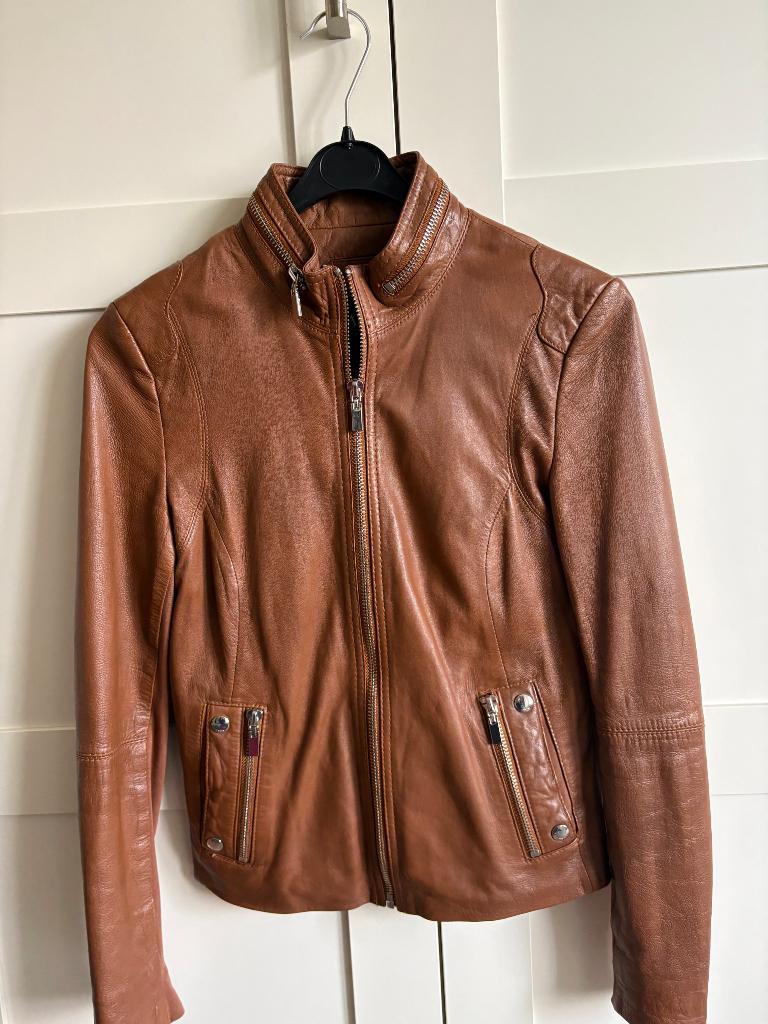 Lerenjas dames, Ophalen of Verzenden, Zo goed als nieuw, Maat 34 (XS) of kleiner, Bruin
