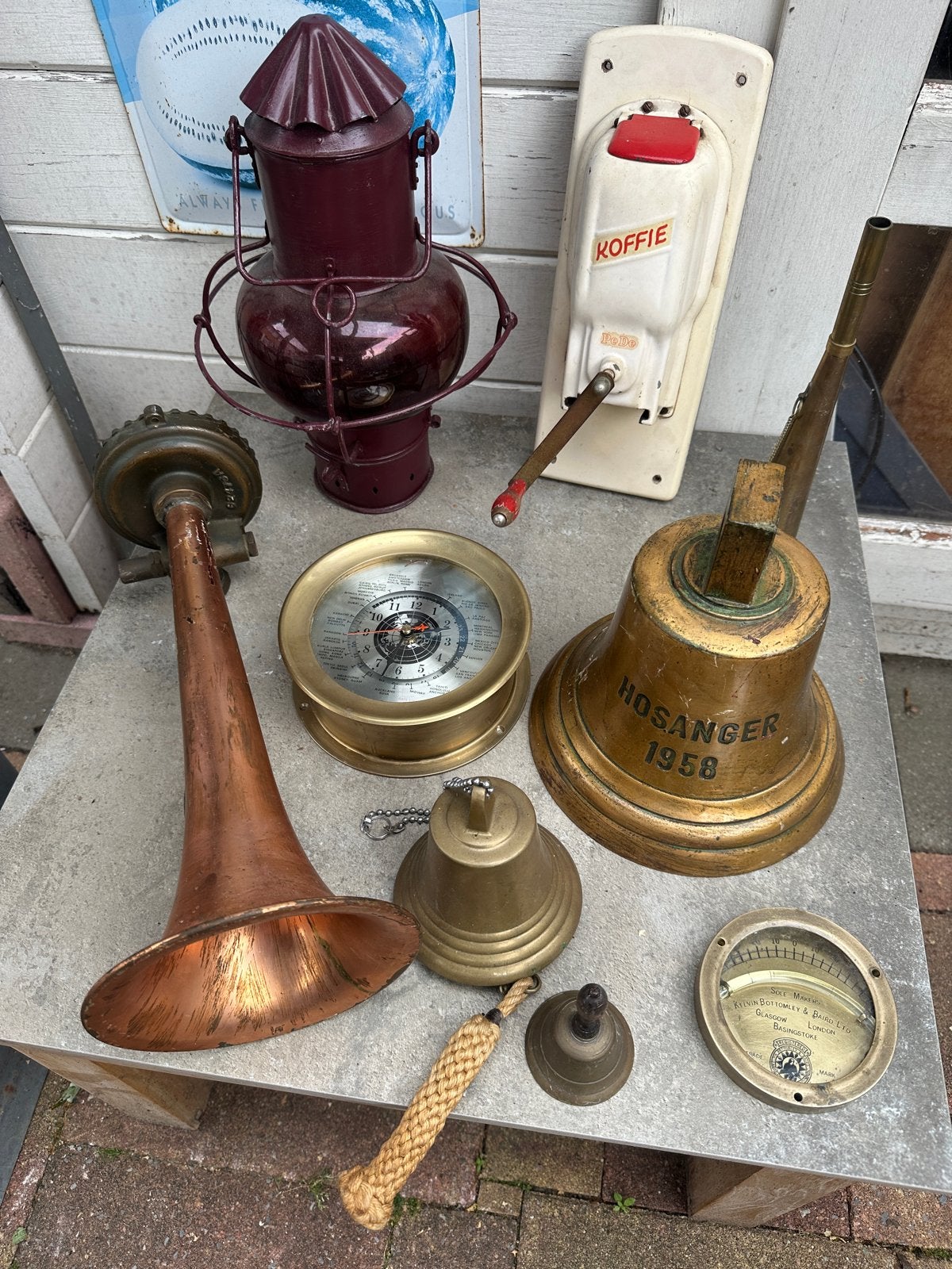 Antieke scheepsbel en diverse nautische items, Antiek en Kunst, Antiek | Koper en Brons, Ophalen of Verzenden, Koper