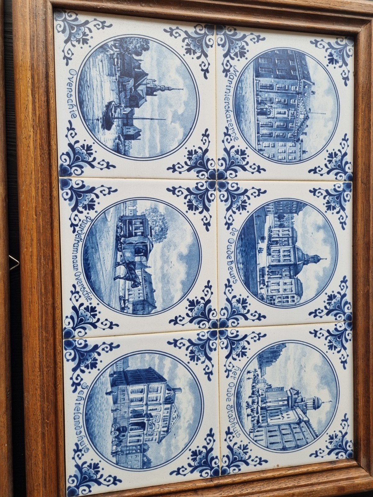 Delfts Blauw Tegeltableau met Rotterdamse Stadsgezichten, Antiek en Kunst, Ophalen