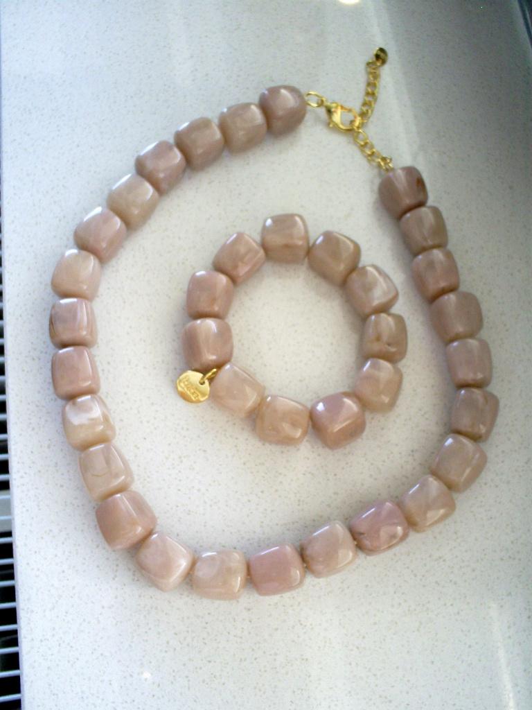 NIEUW __ BIBA kralen ketting met armband, Overige materialen, Verstelbaar, Bruin, Verzenden