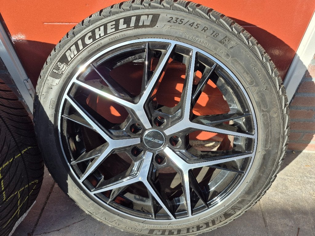 LM velgenset 5x112 GMP Italia met Michelin Alpin 5 banden, Ophalen, 18 inch, Gebruikt, Banden en Velgen