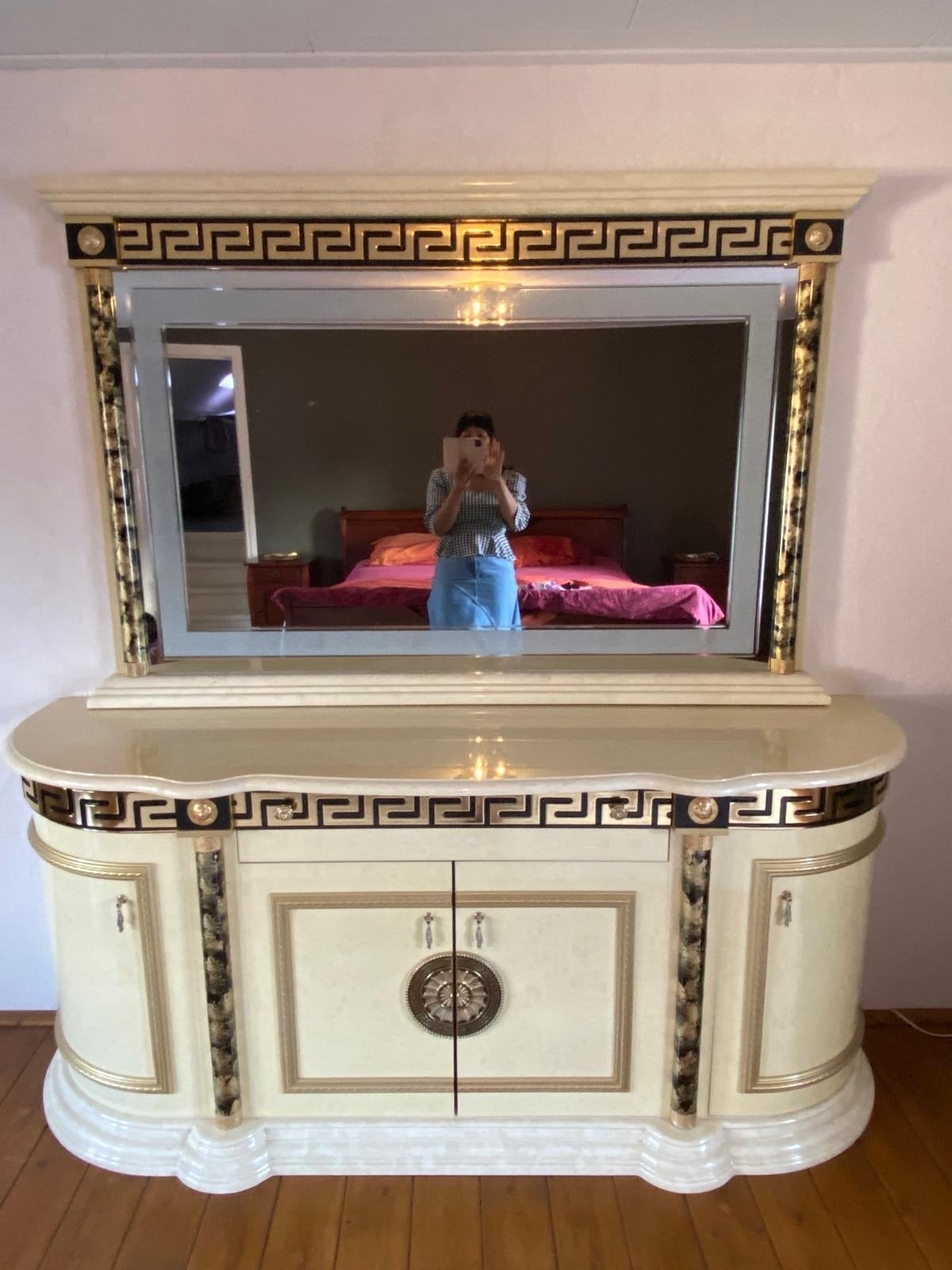 Versace Dressoir met Spiegel-Luxe Design Meubel, Ophalen, Overige materialen, 150 tot 200 cm, Zo goed als nieuw