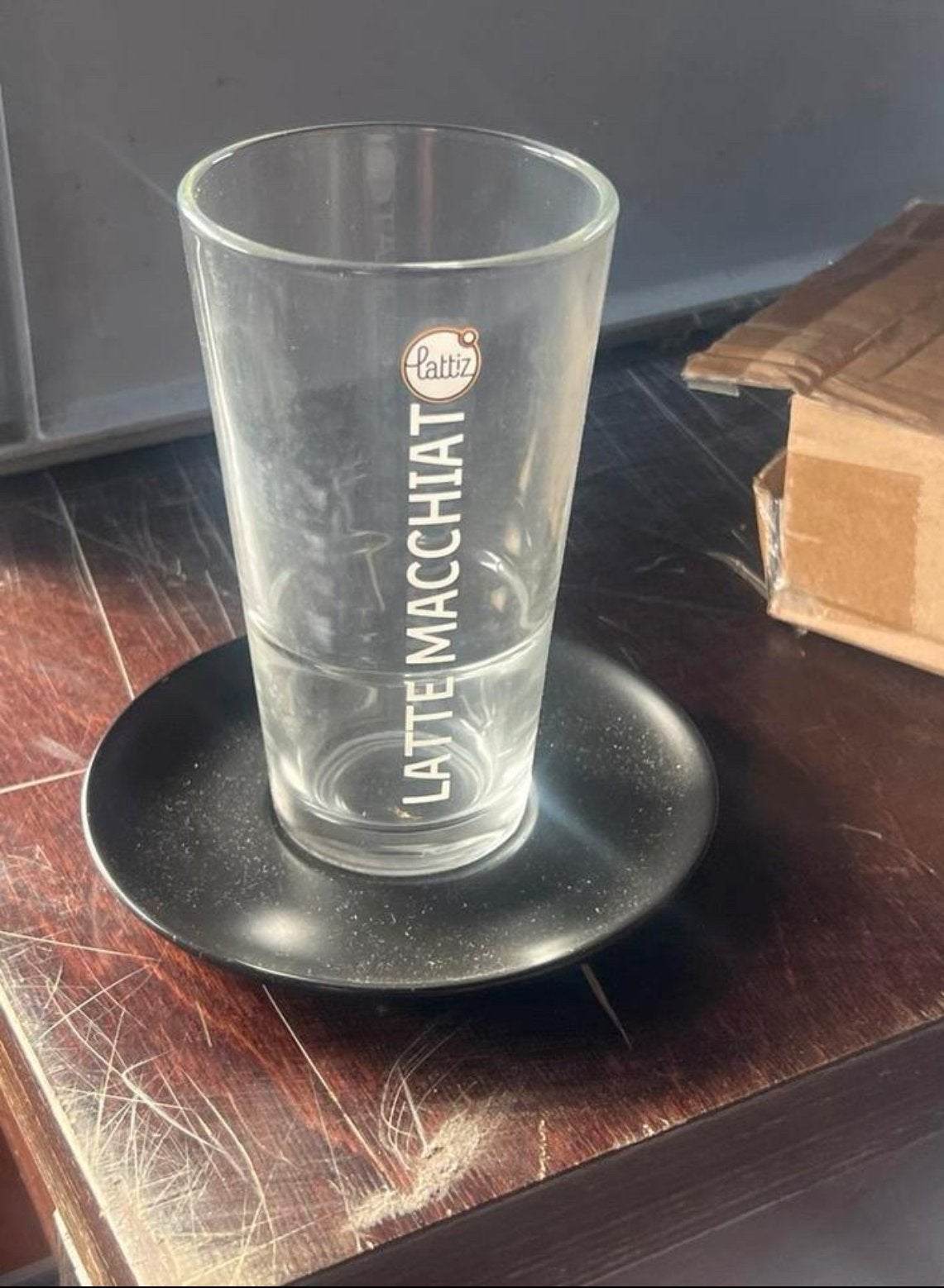 20x Lattiz Latte Macchiato Glazen met Schotel, Ophalen, Gebruikt, Glas, Glas of Glazen