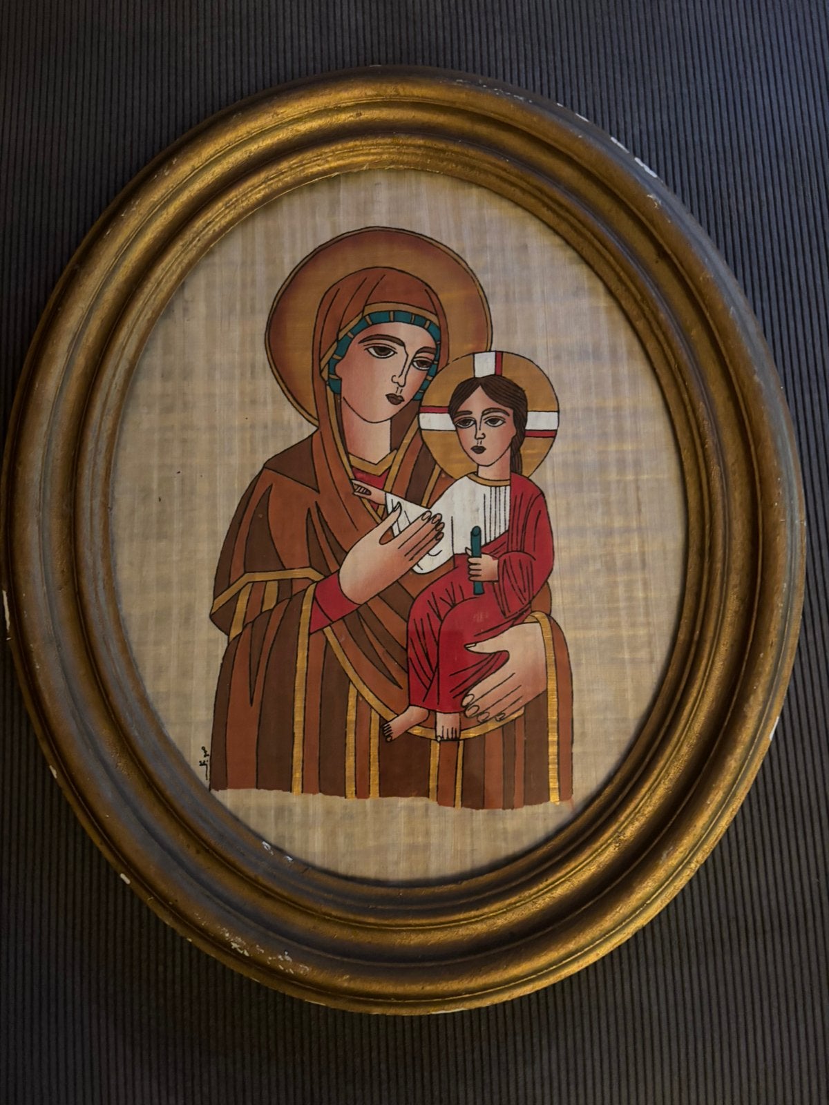 Gouden lijst met papyrus afbeelding, Ophalen of Verzenden