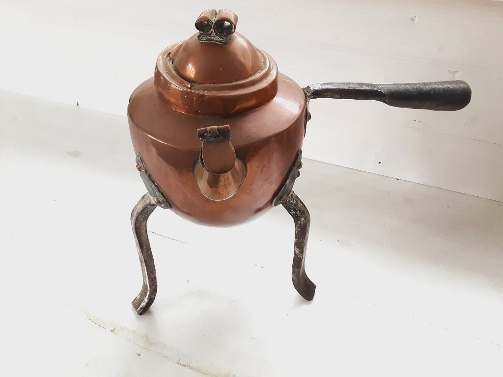 Zweedse Vintage Handgemaakte Koperen Koffiepot, Ophalen, Koper