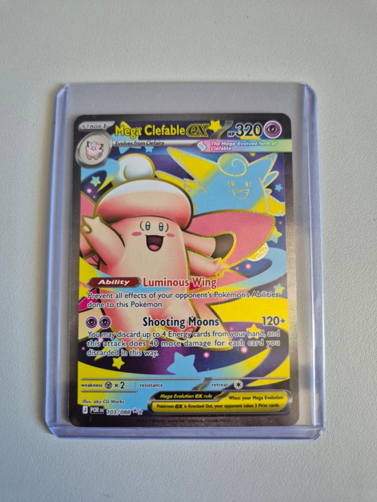 Mega Clefable EX 103/088 Pokémon Kaart, Ophalen of Verzenden, Zo goed als nieuw, Losse kaart, Foil