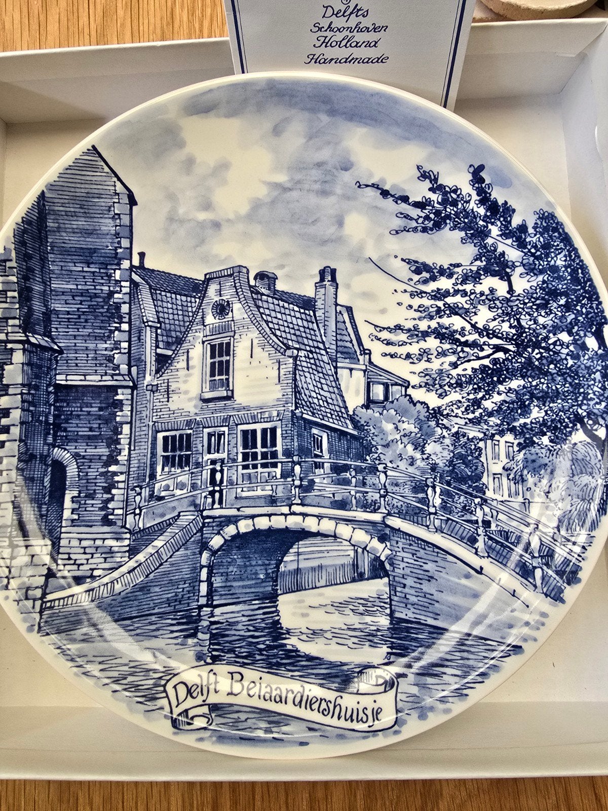 Delfts Blauw Wandbord Schoonhoven - Beiaardiershuisje, Ophalen of Verzenden