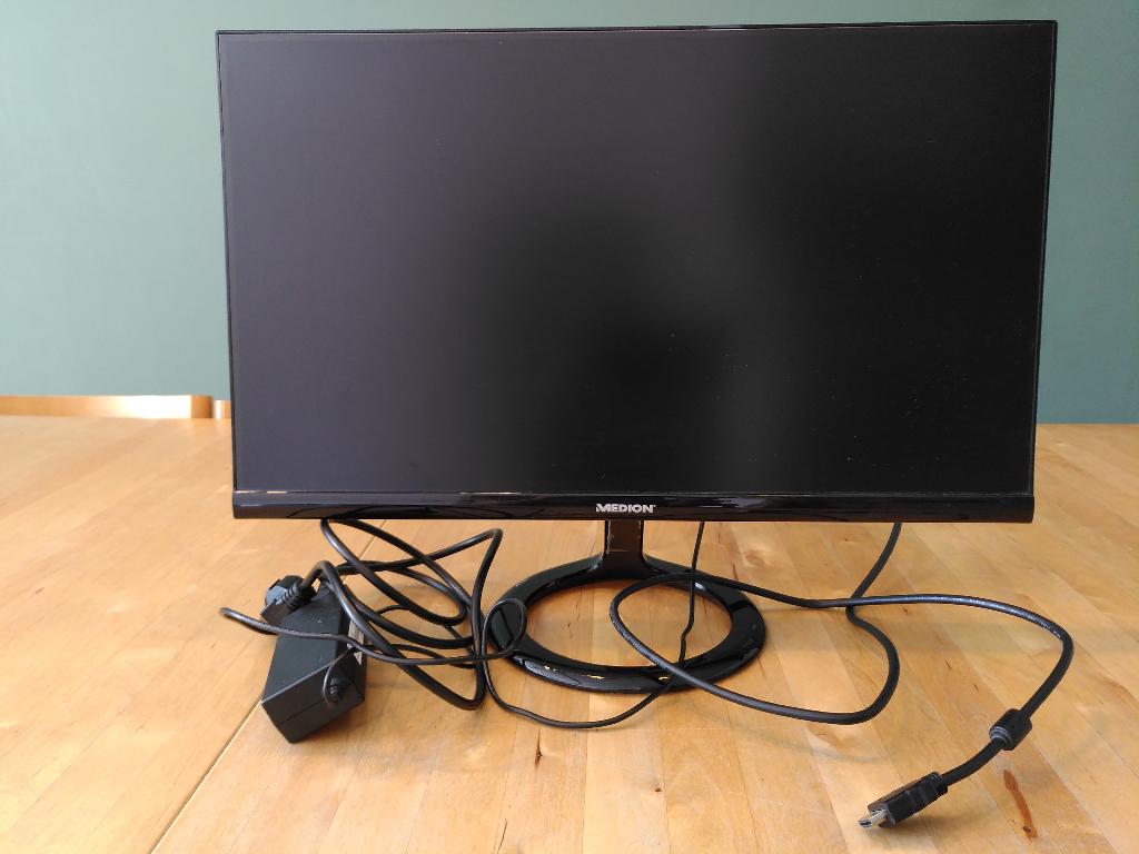 Medion beeldscherm 23.6 inch, zwart met ronde voet, Ophalen, Medion, Full HD, Onbekend