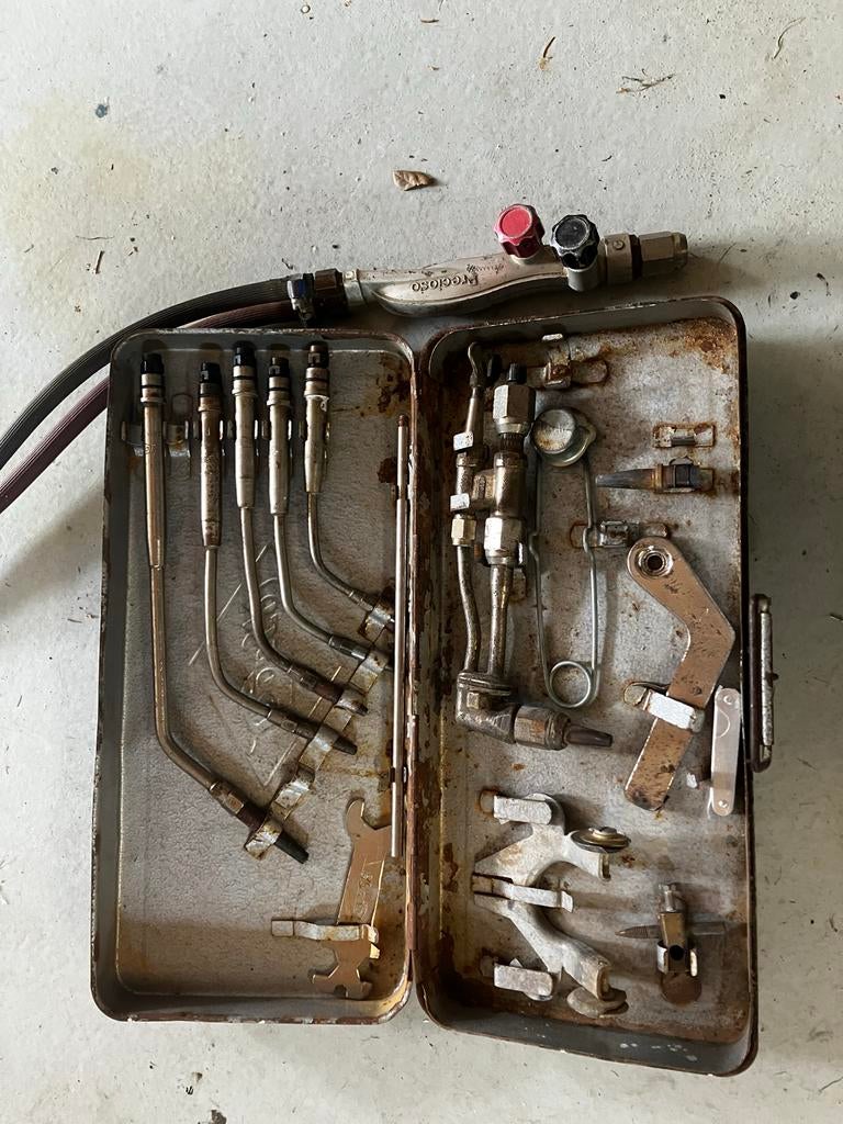 Snijbrander en autogeen lassen set met gasflessen, Ophalen of Verzenden, Gebruikt