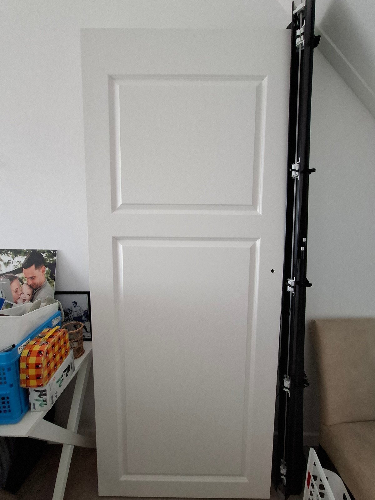 Witte binnendeur met paneeldesign, Ophalen, Gebruikt, 80 tot 100 cm, 215 cm of meer