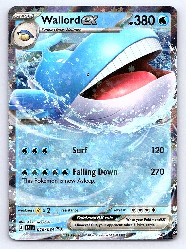 Wailord ex PBL 16 4x beschikbaar, Ophalen of Verzenden, Zo goed als nieuw, Losse kaart, Foil