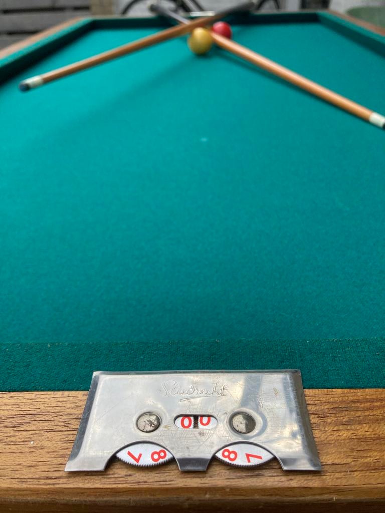 Vintage Tafelbiljart van Sliedrecht met scoreteller en keuen, Ophalen, Zo goed als nieuw, Biljarttafel