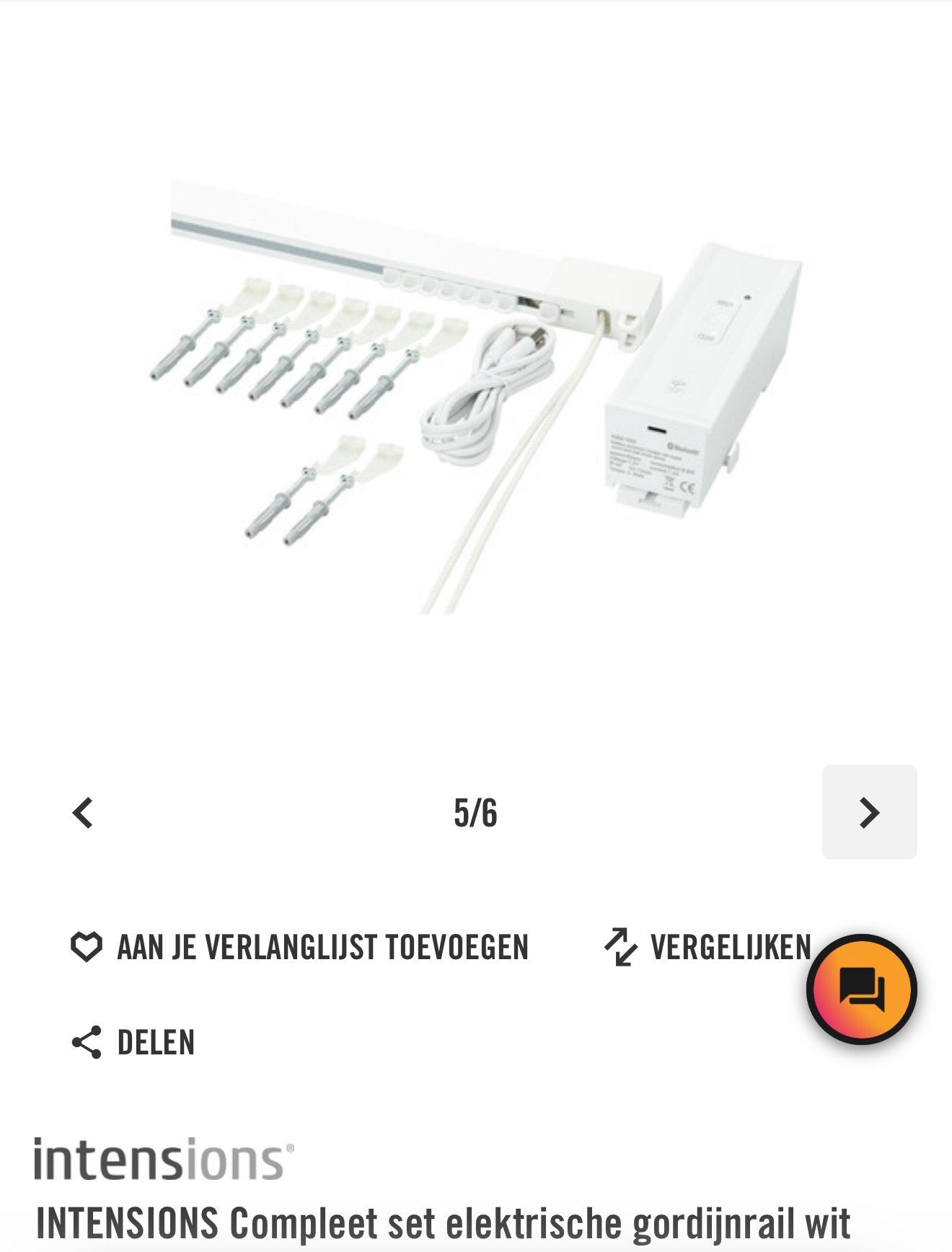 NIEUW 2x INTENSIONS elektrische gordijnrail 4 meter per stuk, Ophalen, 200 cm of meer, Wit, Nieuw