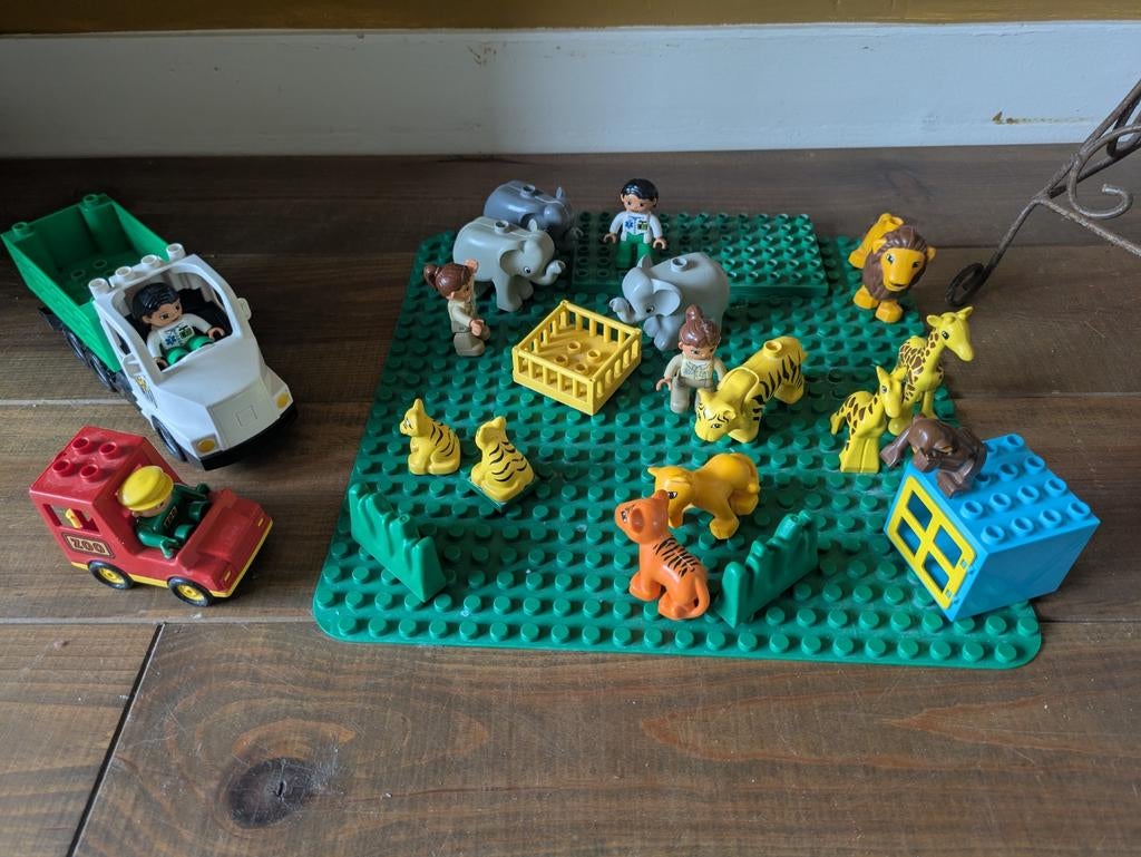 Duplo Safari Zoo Set met Dieren en Voertuigen, Gebruikt, Overige thema's, Ophalen of Verzenden, Inclusief minifiguren
