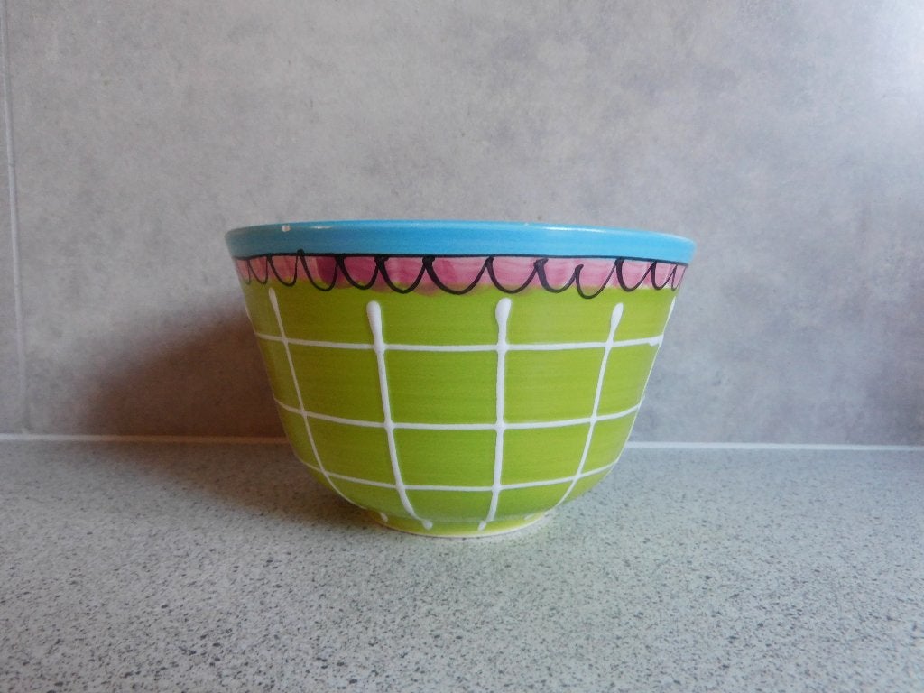 Kom 14 cm. Ruit Strik Groen Blond Amsterdam, Ophalen of Verzenden, Zo goed als nieuw, Kom(men), Aardewerk