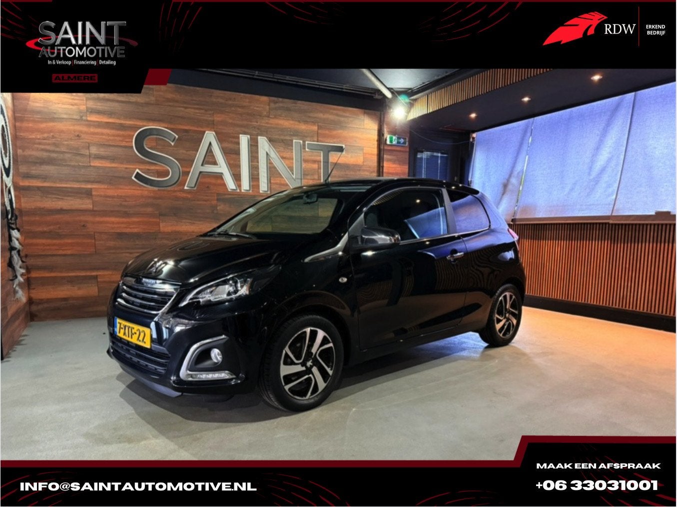 Peugeot 108 1.0 e-VTi Allure | Cabrio Top | Leer| Stoel verw, Voorwielaandrijving, Euro 5, Gebruikt, Zwart