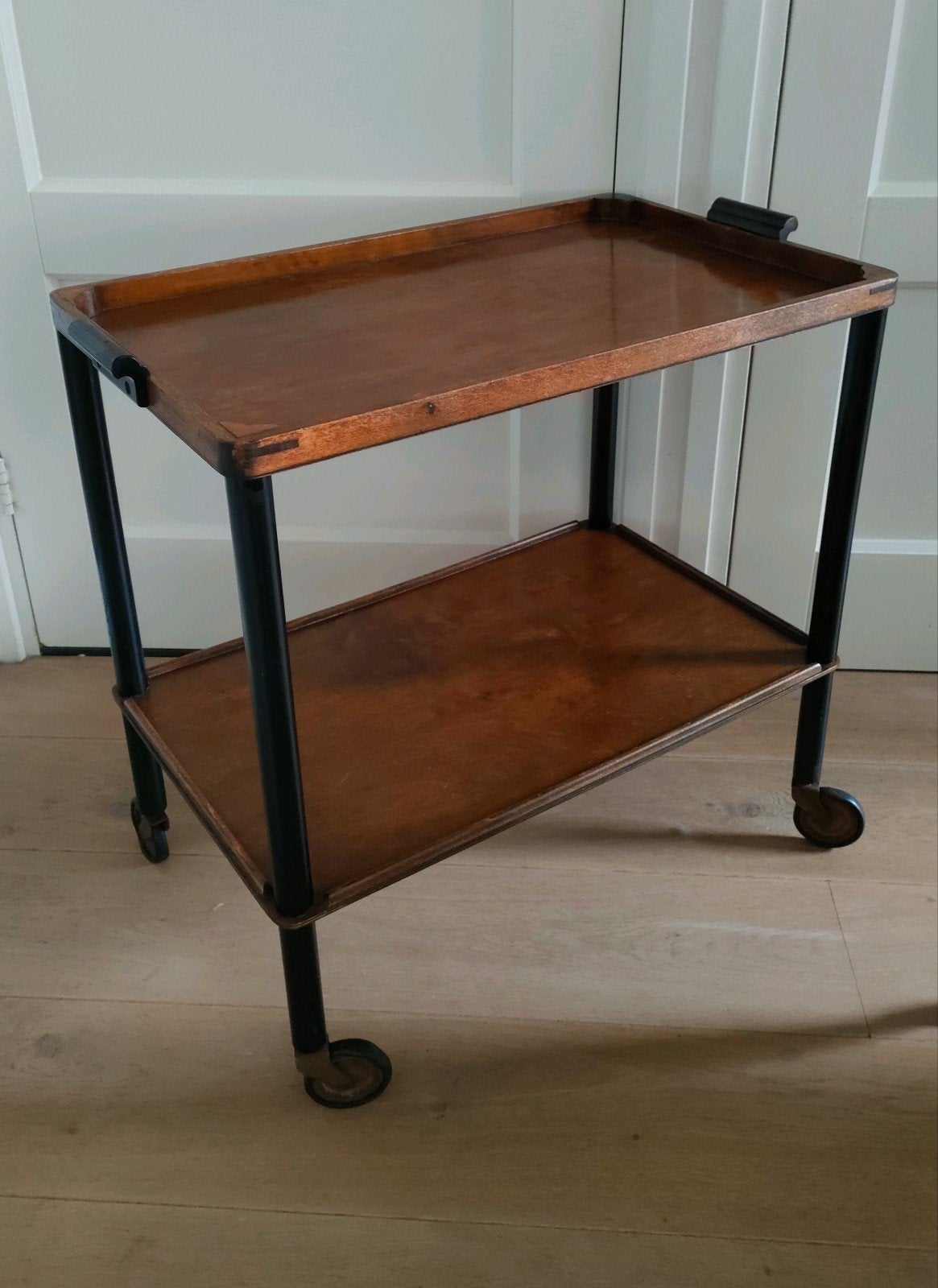 vintage trolley art deco serveerwagen wielen stokken trolly, Ophalen