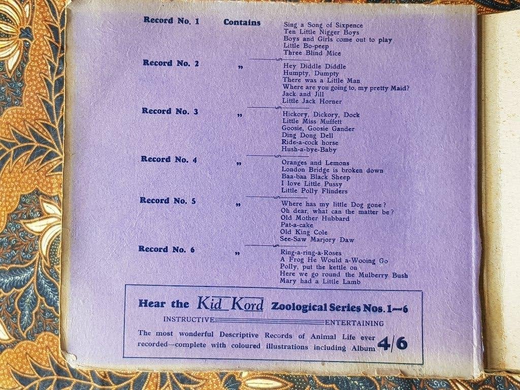 Zes mooie oude Engelse schellak platen met versjes in album., Antiek en Kunst, Ophalen of Verzenden