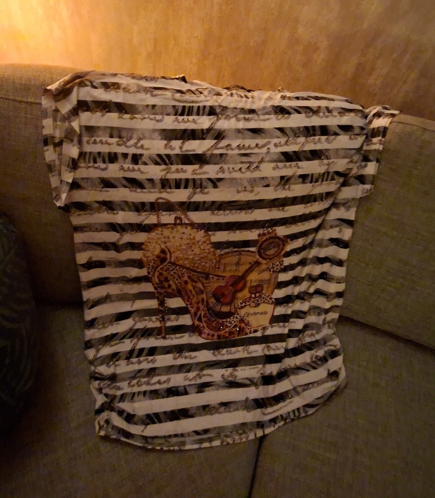 zwart wit streep panter print strass Miss Line xxl xxxl, Ophalen, Zo goed als nieuw, Maat 46/48 (XL) of groter, Korte mouw