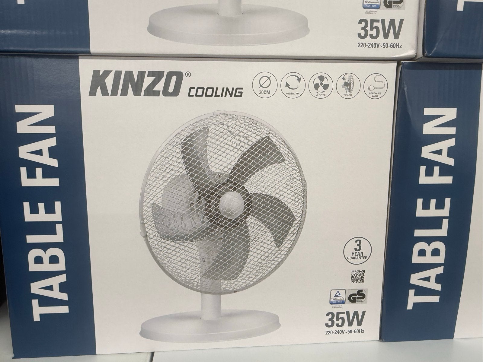 Nieuwe Kinzo Ventilator 35W - Compacte Tafelventilator, Ophalen of Verzenden, Nieuw, Tafelventilator