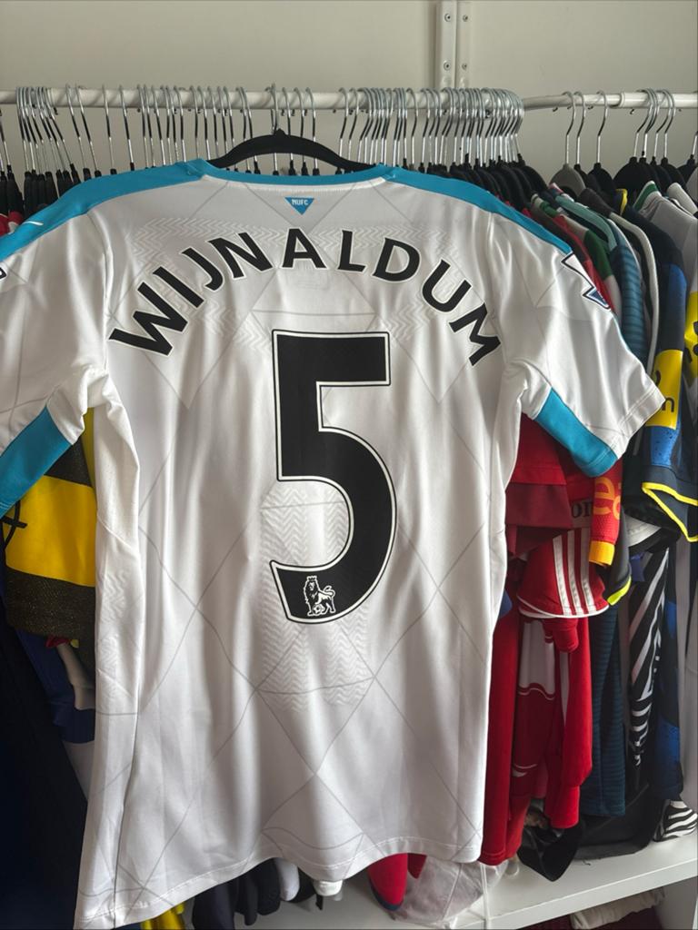 Match worn Newcastle United thuisshirt 2015/16 Wijnaldum #5, Maat L, Ophalen of Verzenden, Zo goed als nieuw, Shirt