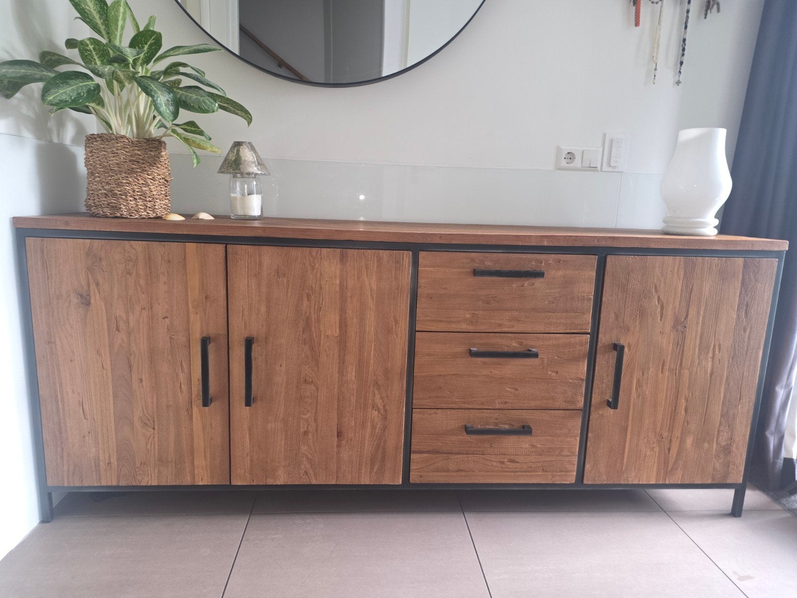 Romaro dressoir Pronto teak mix rough, 150 tot 200 cm, Ophalen of Verzenden, Zo goed als nieuw, 25 tot 50 cm