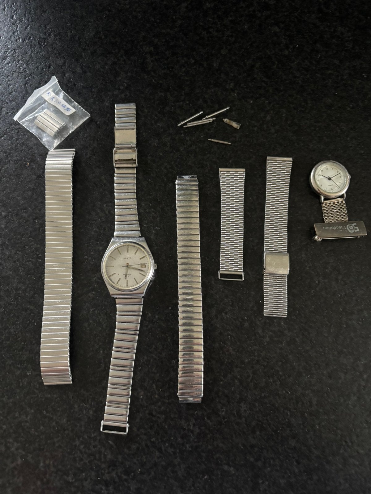 Horlogebanden en 2 horloges, Overige merken, Staal, Gebruikt, Staal