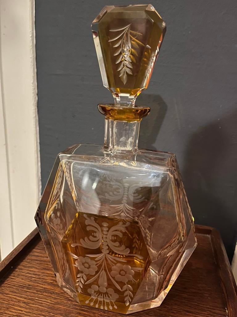 Art Deco Bohemian glas karaf, Ophalen