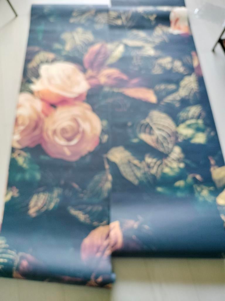 Foto behang met rozen, Huis en Inrichting, Stoffering | Behang, Blauw, Beige, Groen, Roze, minder dan 10 m², Ophalen of Verzenden