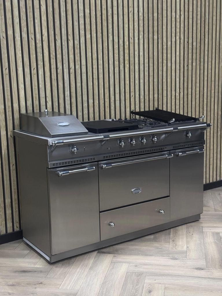 Luxe Lacanche 150cm Fornuis Inox Gas + Coup de feu, 60 cm of meer, Grill, Ophalen of Verzenden, Zo goed als nieuw
