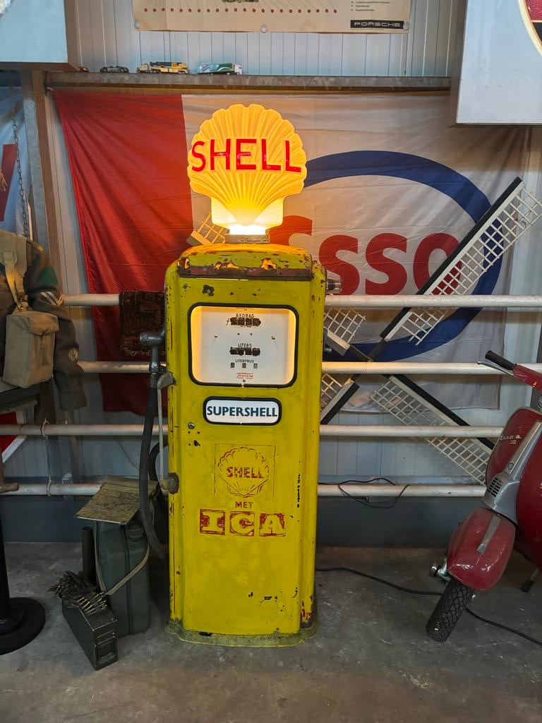 Vintage Shell Benzinepomp met Verlichting, Antiek en Kunst, Ophalen of Verzenden