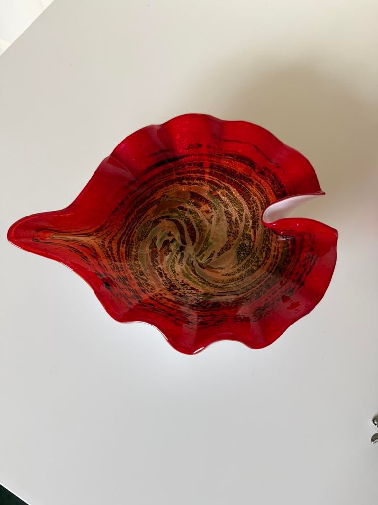 Murano schaal decoratief rood vrije vorm vintage, Ophalen of Verzenden, Zo goed als nieuw