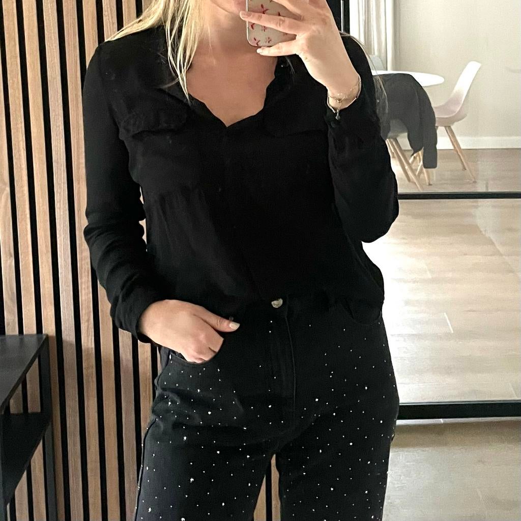 Zwarte blouse, Ophalen of Verzenden, Zo goed als nieuw, Maat 36 (S), Zwart